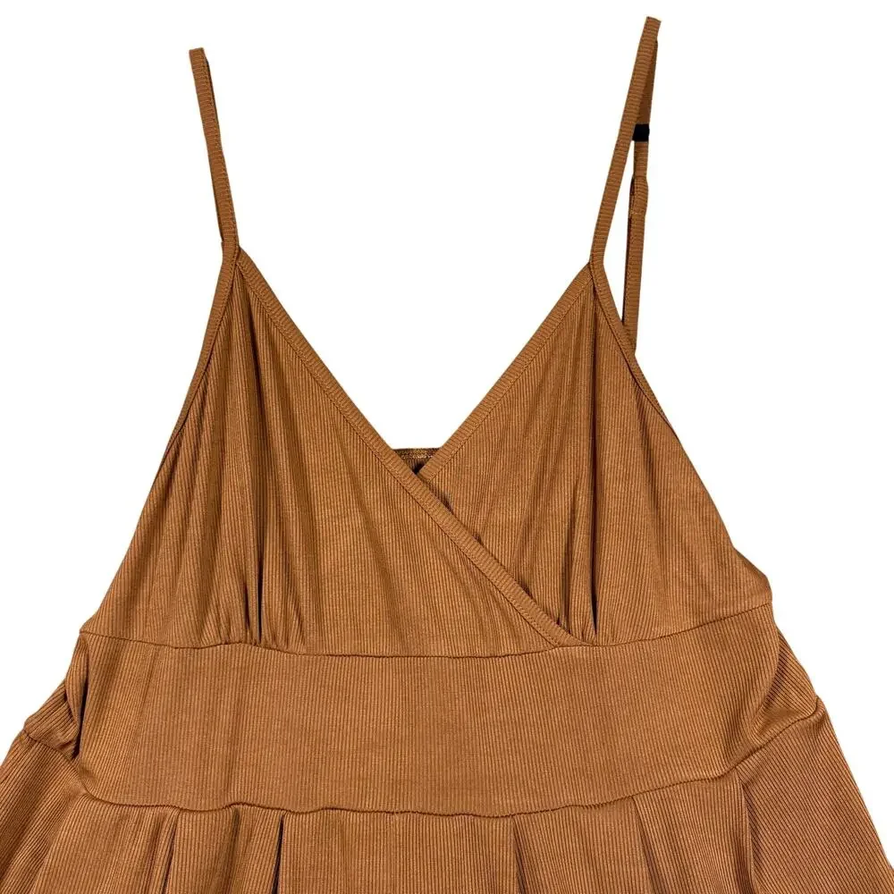 NWT CIDER Camel Wide Leg Jumpsuit Women’s Strappy V-Neck Cami Romper - 2XL